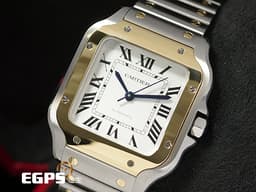 CARTIER 卡地亞 Santos de Cartier 山度士 W2SA0016 中型款 <font color="#ecd55f">18K黃金 半金款</font> 經典<font color="#FF0000"> 2025年保卡 附快拆式錶帶 </font>自動上鍊 35.1mm
