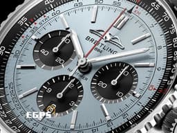BREITLING 百年靈 Navitimer B01 Chronograph 43 航空計時 AB0138 <font color="#33CCFF">冰藍色面盤</font> 計時碼表 不鏽鋼 <font color="#FF0000">自製機芯 2026年</font> 飛行錶 自動上鍊 43mm