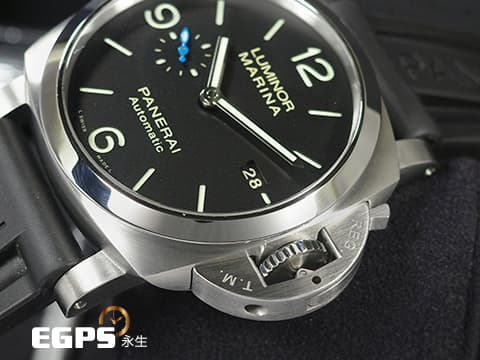 PANERAI 沛納海 Luminor Marina PAM01312 三日鍊 藍色小秒針 PAM1312 經典夜光三明治面盤 不鏽鋼  2023年保單 自動上鍊 44mm