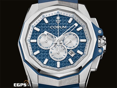CORUM 崑崙 Admiral's Cup 海軍上將 132.211.04/F373 AB51 海洋藍色格紋面盤 Admiral AC-ONE 45 海軍上將 鈦金屬計時款腕錶 2022年保單 獨特全球限量100只 自動上鍊 45mm