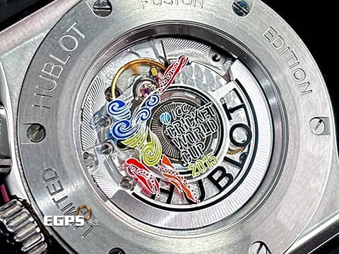 HUBLOT 宇舶 Classic Fusion 經典融合 525.NX.0139.VRWC 鈦金屬材質 鏤空面盤 計時碼錶 板球世界盃標誌透明錶背 自動上鍊 45mm