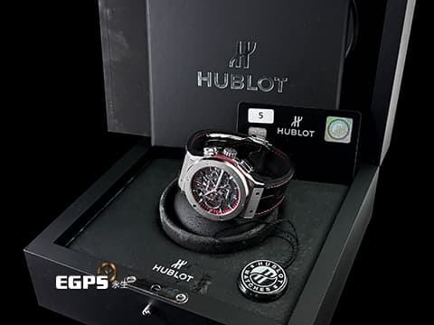 HUBLOT 宇舶 Classic Fusion 經典融合 525.NX.0139.VRWC 鈦金屬材質 鏤空面盤 計時碼錶 板球世界盃標誌透明錶背 自動上鍊 45mm