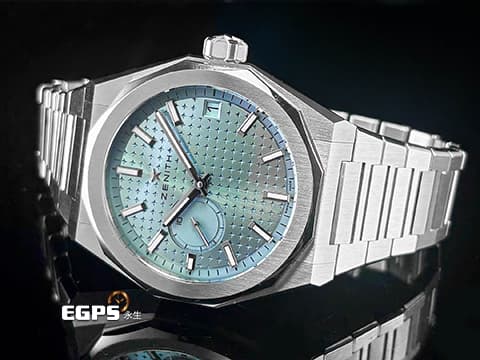 ZENITH 真力時 DEFY Skyline Ice Blue 碟飛系列 天際線 03.9300.3620 高振頻 冰藍色四芒星飾太陽紋面盤 專賣店限定款 1/10小秒針 不鏽鋼材質 2026年保卡 新式錶帶快拆設計 附原廠冰藍色橡膠錶帶 自動上鍊 41mm