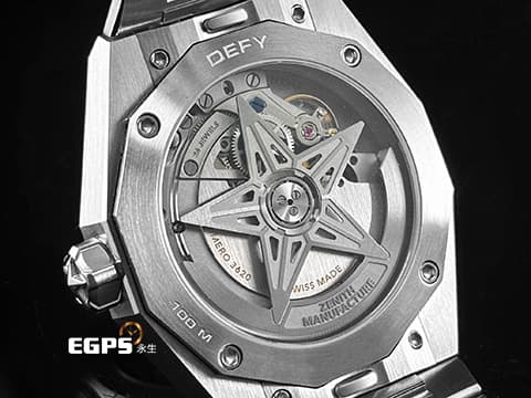 ZENITH 真力時 DEFY Skyline Ice Blue 碟飛系列 天際線 03.9300.3620 高振頻 冰藍色四芒星飾太陽紋面盤 專賣店限定款 1/10小秒針 不鏽鋼材質 2026年保卡 新式錶帶快拆設計 附原廠冰藍色橡膠錶帶 自動上鍊 41mm