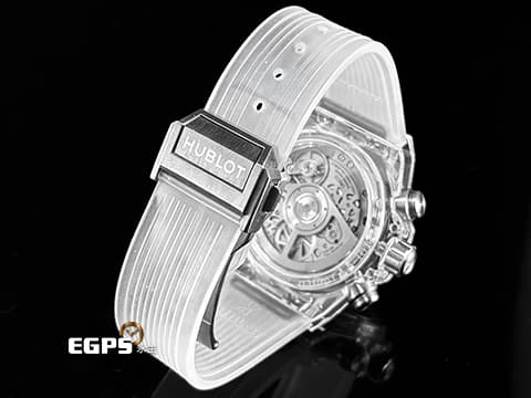 Hublot 宇舶 BIG BANG Unico 大爆炸 三日鍊 飛返計時碼錶 441.JX.4802.RT 拋光藍寶石水晶材質錶殼 原廠特殊水晶材質錶盒 鏤空面盤 2025年保單 限量500支 自動上鍊 42mm