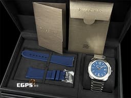 BVLGARI 寶格麗 Bulgari Octo Roma系列 103739 <font color="#4169e1">八角形多稜角設計錶圈 藍色巴黎釘紋面盤 </font> 大三針 不鏽鋼 <font color="#FF0000">2025年保單 快拆錶帶系統 附原廠橡膠錶帶</font> 自動上鍊 41mm
