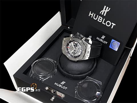 HUBLOT 宇舶 Big Bang Unico 大爆炸 411.NX.1170.RX 鈦金屬 鏤空面盤 飛返 計時碼表 2020年保單 自動上鍊 45mm