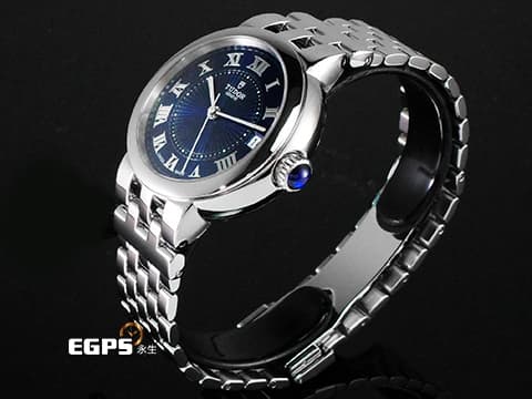 TUDOR 帝舵 Clair de Rose 玫瑰系列 35800-0009 藍色浮雕裝飾面盤 不鏽鋼 大三針 2025年保卡 自動上鍊 34mm