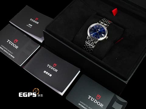 TUDOR 帝舵 Clair de Rose 玫瑰系列 35800-0009 藍色浮雕裝飾面盤 不鏽鋼 大三針 2025年保卡 自動上鍊 34mm