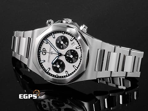 Girard Perregaux 芝柏 GP錶 Laureato系列 81020-11-131-11A 不鏽鋼材質 計時腕錶 白色菱格紋面盤 八角形拋光錶圈 白熊貓 2023年保卡 台灣公司貨 自動上鍊 42mm