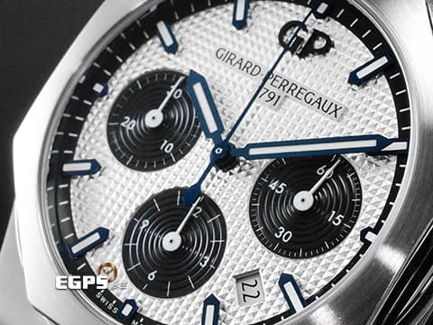Girard Perregaux 芝柏 GP錶 Laureato系列 81020-11-131-11A 不鏽鋼材質 計時腕錶 白色菱格紋面盤 八角形拋光錶圈 白熊貓 2023年保卡 台灣公司貨 自動上鍊 42mm
