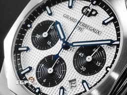 Girard Perregaux 芝柏 GP錶 Laureato系列 81020-11-131-11A 不鏽鋼材質 計時腕錶 <font color="#e2e2e2">白色菱格紋面盤 八角形拋光錶圈 白熊貓</font> <font color="#FF0000">2023年保卡 台灣公司貨 </font>自動上鍊 42mm