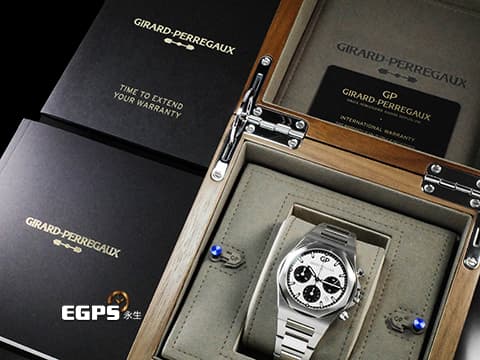Girard Perregaux 芝柏 GP錶 Laureato系列 81020-11-131-11A 不鏽鋼材質 計時腕錶 白色菱格紋面盤 八角形拋光錶圈 白熊貓 2023年保卡 台灣公司貨 自動上鍊 42mm