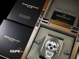 Girard Perregaux 芝柏 GP錶 Laureato系列 81020-11-131-11A 不鏽鋼材質 計時腕錶 <font color="#e2e2e2">白色菱格紋面盤 八角形拋光錶圈 白熊貓</font> <font color="#FF0000">2023年保卡 台灣公司貨 </font>自動上鍊 42mm