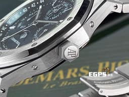 Audemars Piguet 愛彼 AP錶 Royal Oak Perpetual Calendar 皇家橡樹 不銹鋼材質 <font color="#0582f5">萬年曆 藍色面盤 月相盈虧</font> 26574ST.OO.1220ST.02 <font color="#ff0000">2023年保卡 已貼膜</font> 自動上鍊 41mm