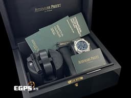 Audemars Piguet 愛彼 AP錶 Royal Oak Perpetual Calendar 皇家橡樹 不銹鋼材質 <font color="#0582f5">萬年曆 藍色面盤 月相盈虧</font> 26574ST.OO.1220ST.02 <font color="#ff0000">2023年保卡 已貼膜</font> 自動上鍊 41mm