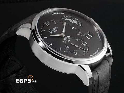 Glashütte Original 格拉蘇蒂 原創 PanoMaticLunar系列 1-90-02-43-32-02 經典偏心銀灰色面盤 大日期窗 月相盈虧 不鏽鋼材質 2025年保單 自動上鍊 40mm