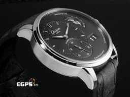Glashütte Original 格拉蘇蒂 原創 PanoMaticLunar系列 1-90-02-43-32-02 <font color="#05f0f0">經典偏心銀灰色面盤 大日期窗 月相盈虧</font> 不鏽鋼材質 <font color="#FF0000">2025年保單</font> 自動上鍊 40mm