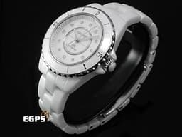 CHANEL 香奈兒 J12 H10472 <font color="#05f0f0">白色高科技陶瓷材質 原廠鑽石時標 白色珍珠貝母面盤</font><font color="#ff0000"> 貝殼鑽面 透背款2025年保卡 </font>專利不鏽鋼蝴蝶扣 自動上鍊 33mm