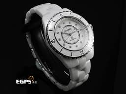 CHANEL 香奈兒 J12 H10472 <font color="#05f0f0">白色高科技陶瓷材質 原廠鑽石時標 白色珍珠貝母面盤</font><font color="#ff0000"> 貝殼鑽面 透背款2025年保卡 </font>專利不鏽鋼蝴蝶扣 自動上鍊 33mm