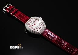 Franck Muller 法蘭穆勒 HEART 5002 MQ ZD C4 CD 18K白金材質 <font color="#05f0f0">原廠鑲嵌鑽石錶殼</font> <font color="#f4c3e2">紅色羅馬數字時標及4點鐘心型鑲鑽時標</font> <font color="#ff0000">新錶訂價:1,305,000元</font> 石英機芯 34.5x39.8mm