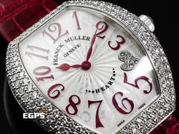 Franck Muller 法蘭穆勒 HEART 5002 MQ ZD C4 CD 18K白金材質 <font color="#05f0f0">原廠鑲嵌鑽石錶殼</font> <font color="#f4c3e2">紅色羅馬數字時標及4點鐘心型鑲鑽時標</font> <font color="#ff0000">新錶訂價:1,305,000元</font> 石英機芯 34.5x39.8mm