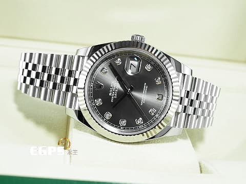 ROLEX 勞力士 Datejust 41 蠔式日誌型 126334 G 原廠鑽石時標 石板灰色面盤 DJ41 不鏽鋼 126334G 經典三角坑紋錶圈 台灣公司貨 2019年保單 紀念型(Jubilee)五銖錶帶 自動上鍊 41mm