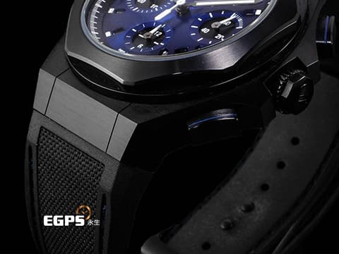 Girard Perregaux 芝柏 GP Laureato Absolute Chronograph 計時碼錶 桂冠系列 81060-21-491-FH6A 黑色PVD鍍層鈦金屬錶殼 藍色太陽紋面盤 2022年保卡 自動上鍊 44mm
