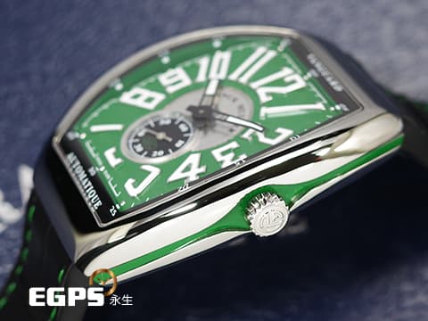Franck Muller 法蘭穆勒 FM錶 Vanguard系列 Slim Vintage V41 綠色面盤 V41SS6AT 酒桶型 小秒針 不鏽鋼 2025年保單 自動上鍊 41mm