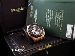 Audemars Piguet 愛彼 AP錶 Royal Oak Offshore 皇家橡樹 離岸型 <font color="#eeae72">經典 玫瑰金 大金貓</font> 26400RO.OO.A002CA.01 計時碼表 陶瓷外框 <font color="#ff0000">26400 RO 數量稀少重金版 整只重6.47兩</font> 自動上鏈 44mm