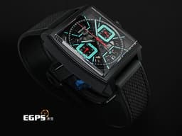 Tag Heuer 泰格 豪雅 Monaco Chronograph 摩納哥 CBL2184.FT6236 計時碼錶 黑色DLC塗層鈦金屬材質 <font color="#05f0f0">Tiffany 綠松石色夜光計時錶盤</font> 鏤空面盤<font color="#40e0d0"> </font><font color="#ff0000">2026年保卡 </font>賽車錶 自動上鍊 39mm