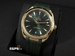 OMEGA 歐米茄 Seamaster 海馬 Aqua Terra 150 系列 22052412110001 <font color="#487d08">綠色橫甲板紋面盤</font> 大三針 <font color="#f7df45">Moonshine金材質</font> 同軸擒縱 <font color="#FF0000">2025年保卡</font> 自動上鍊 41mm