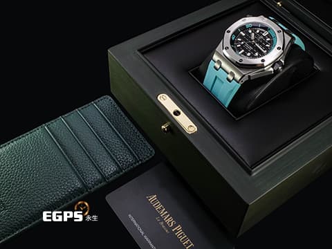 Audemars Piguet 愛彼 AP錶 Royal Oak Offshore Diver 皇家橡樹 離岸型 15720ST.OO.A355CA.01 ROO Tiffany色計時內圈 原廠橡膠錶帶 不鏽鋼材質 2026年保卡 錶帶快拆系統 僅試帶極新品 自動上鍊 42mm