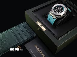 Audemars Piguet 愛彼 AP錶 Royal Oak Offshore Diver 皇家橡樹 離岸型 15720ST.OO.A355CA.01 ROO <font color="#05f0f0">Tiffany色計時內圈 原廠橡膠錶帶</font> 不鏽鋼材質 <font color="#ff0000">2026年保卡 錶帶快拆系統 僅試帶極新品 </font>自動上鍊 42mm