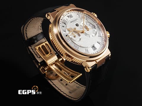 BREGUET 寶璣 Marine Alarme Musicale 航海系列 航海家 5547BR/12/9ZU 18K玫瑰金材質 二十四小時第二地時區、動能顯示、鬧鈴功能 2019年保單 台灣公司貨 自動上鍊 40mm