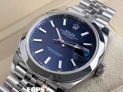 ROLEX 勞力士 蠔式 DATEJUST II 126300 不鏽鋼材質 藍色太陽紋面盤 2026年保卡 極新品 紀念型五銖錶帶 自動上鏈 41mm
