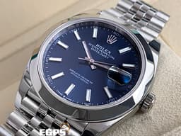 ROLEX 勞力士 蠔式 DATEJUST II 126300 不鏽鋼材質 <font color="#6ca6d6">藍色太陽紋面盤</font> <font color="#FF0000">2026年保卡 極新品 紀念型五銖錶帶</font> 自動上鏈 41mm
