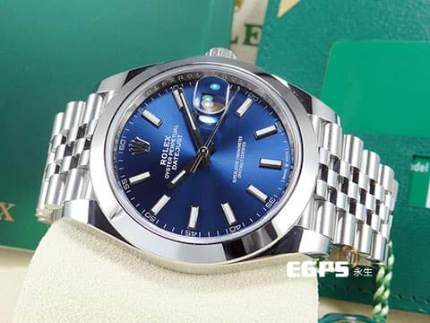 ROLEX 勞力士 蠔式 DATEJUST II 126300 不鏽鋼材質 藍色太陽紋面盤 2026年保卡 極新品 紀念型五銖錶帶 自動上鏈 41mm
