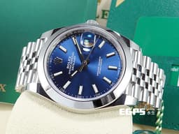 ROLEX 勞力士 蠔式 DATEJUST II 126300 不鏽鋼材質 <font color="#6ca6d6">藍色太陽紋面盤</font> <font color="#FF0000">2026年保卡 極新品 紀念型五銖錶帶</font> 自動上鏈 41mm