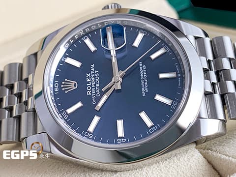 ROLEX 勞力士 蠔式 DATEJUST II 126300 不鏽鋼材質 藍色太陽紋面盤 2026年保卡 極新品 紀念型五銖錶帶 自動上鏈 41mm