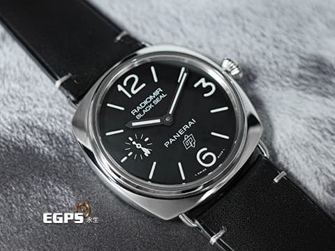 PANERAI 沛納海 Radiomir Black Seal Logo PAM380 黑豹 小秒針 不鏽鋼 PAM00380 復古洋蔥頭錶冠 經典OP商標款面盤 手上鍊 45mm