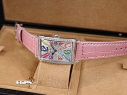 Franck Muller 法蘭穆勒 FM Long Island系列 952 QZ COL DRM D 1R <font color="#a0ccee">原廠鑲鑽</font> 不鏽鋼 <font color="#ff0000">Color Dreams 彩色阿拉伯數字時標</font> 952QZ 石英腕錶 26x44 mm