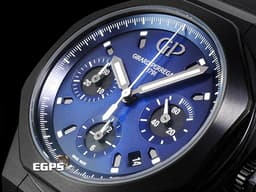 Girard Perregaux 芝柏 GP Laureato Absolute Chronograph 計時碼錶 桂冠系列 81060-21-491-FH6A <font color="#05f0f0">黑色PVD鍍層鈦金屬錶殼 藍色太陽紋面盤</font> <font color="#ff0000">2022年保卡</font> 自動上鍊 44mm