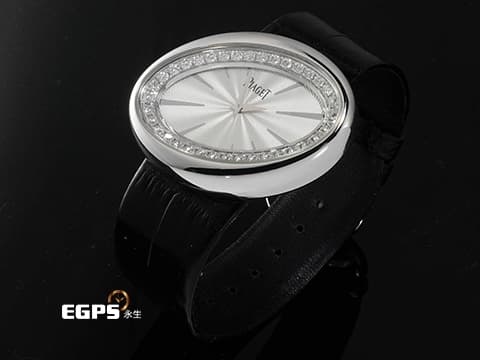 PIAGET 伯爵 LIMELIGHT G0A32099 18K白金材質 可旋轉原廠鑲嵌36顆鑽石錶圈(約1.1克拉) 原廠鑲嵌20顆鑽石12、6時標(約0.03克拉) 新錶訂價:約1,093,000元 石英機芯 40x31mm