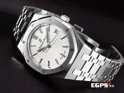 AUDEMARS PIGUET AP錶 愛彼 ROYAL OAK LADY 皇家橡樹系列 77350ST.OO.1261ST.01 <font color="#FFffff">銀白色「Grande Tapisserie」大型格紋面盤</font> 鍊帶款 <font color="#FF0000">2022年保卡</font> 自動上鍊 34mm