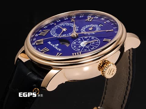 BLANCPAIN 寶鉑 Villeret 經典系列 CALENDRIER CHINOIS TRADITIONNEL 中華年曆限量版 0888 3632B 55B 18K玫瑰金材質 藍色面盤 2023年台灣公司貨 寶珀專門店獨家發售款式 中華傳統文化元素 (生肖年、天干地支、五行、時辰、月相) 新錶訂價:2,398,000元 自動上鍊 45.2mm