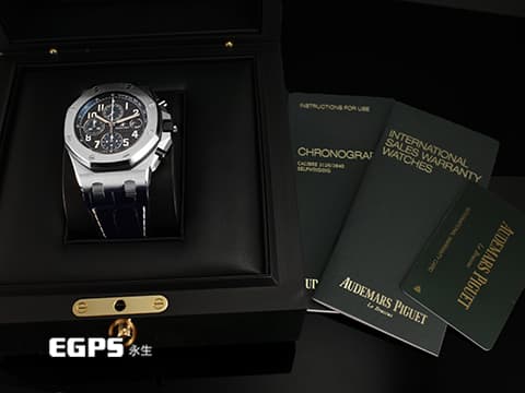 Audemars Piguet AP錶 愛彼錶 Royal Oak Offshore 皇家橡樹離岸型 不鏽鋼材質 26470ST.00.A028CR 2020年新式保卡 海軍藍 深藍色計時小錶盤 自動上鍊 42mm