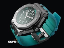 Audemars Piguet 愛彼 AP錶 Royal Oak Offshore Diver 皇家橡樹 離岸型 15720ST.OO.A355CA.01 ROO <font color="#05f0f0">Tiffany色計時內圈 原廠橡膠錶帶</font> 不鏽鋼材質 <font color="#ff0000">2026年保卡 錶帶快拆系統 僅試帶極新品 </font>自動上鍊 42mm