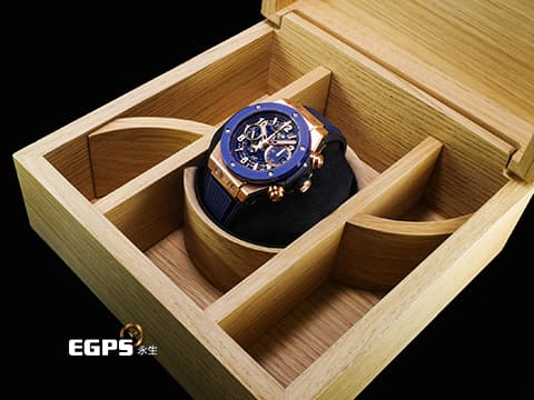 HUBLOT 宇舶 Big Bang 大爆炸 Unico King 441.OL.5181.RX 宇舶獨特材質 王金 藍色陶瓷錶圈 藍色鏤空面盤 2026年電子保單 自動上鍊 42mm