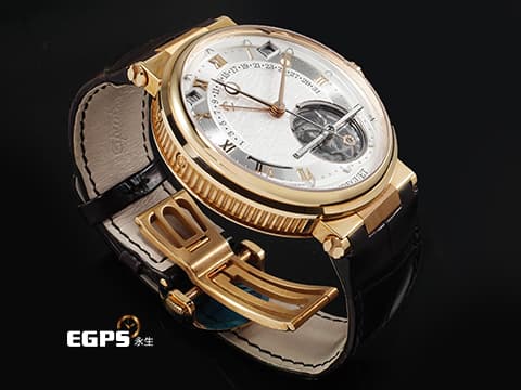 BREGUET 寶璣 Marine Tourbillon Equation Marchante 5887BR/12/9WV 18K玫瑰金材質 鈦金屬框架陀飛輪 萬年曆、時間等式、動力儲存顯示功能 手工雕刻圖案錶背 2025年保單 官方新錶訂價:8,123,000元 自動上鍊 43.9mm
